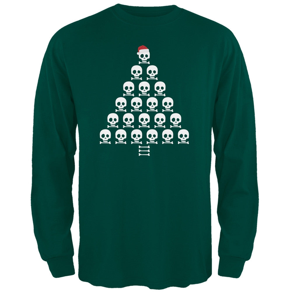 Skull & Crossbones Christmas Tree Black Adult Long Sleeve T-Shirt Men's Long Sleeves Old Glory