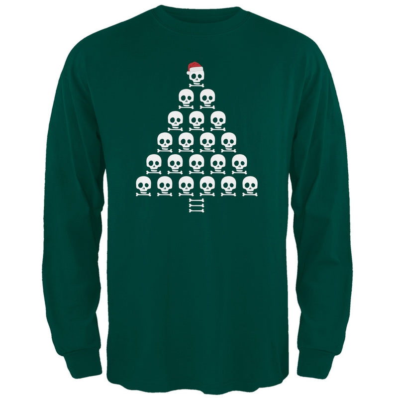 Skull & Crossbones Christmas Tree Black Adult Long Sleeve T-Shirt Men's Long Sleeves Old Glory