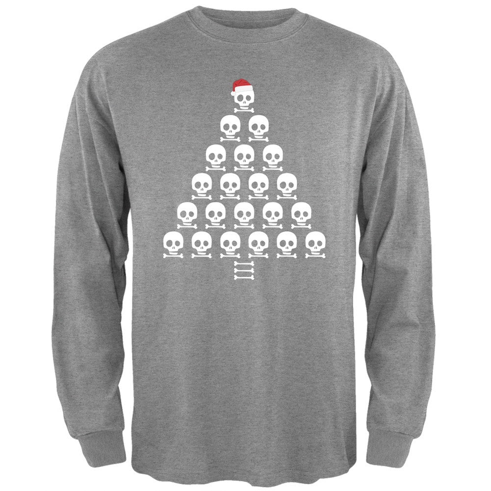 Skull & Crossbones Christmas Tree Black Adult Long Sleeve T-Shirt Men's Long Sleeves Old Glory