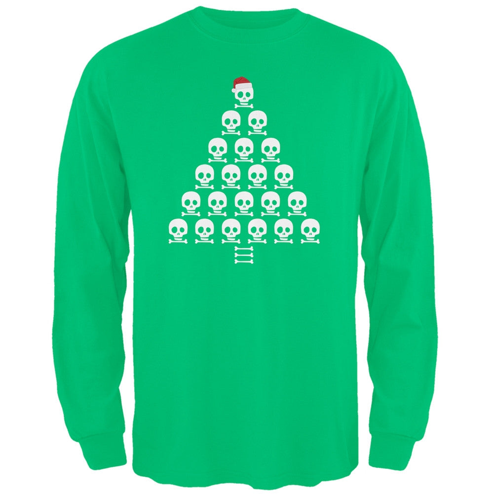 Skull & Crossbones Christmas Tree Black Adult Long Sleeve T-Shirt Men's Long Sleeves Old Glory