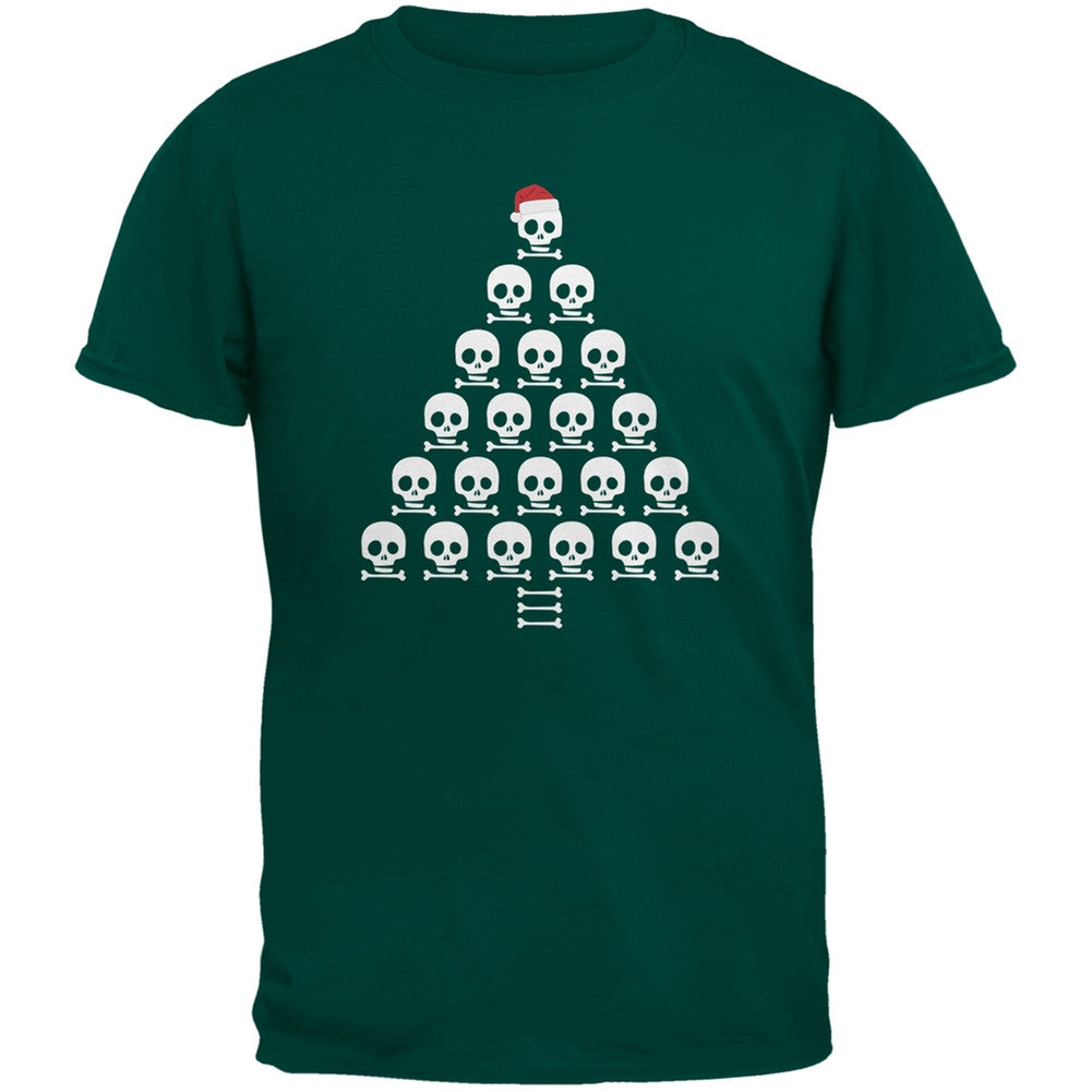 Skull & Crossbones Christmas Tree Black Adult T-Shirt Men's T-Shirts Old Glory
