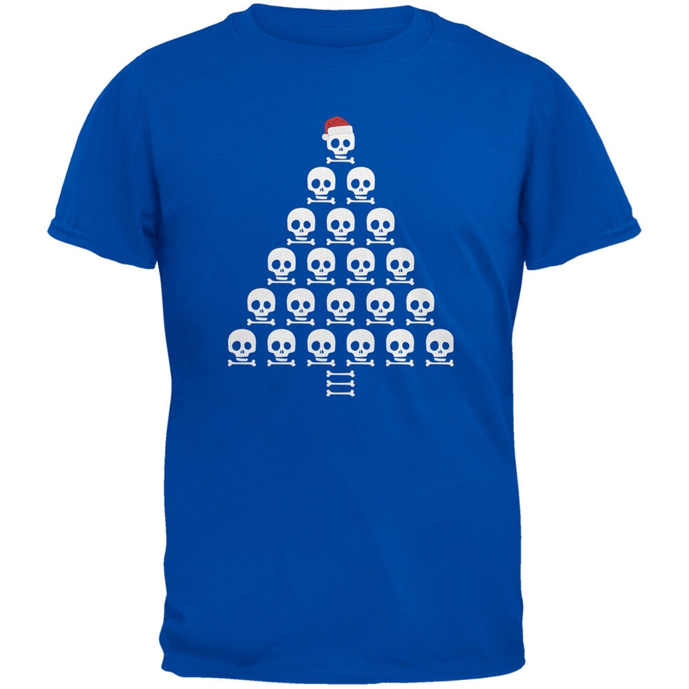Skull & Crossbones Christmas Tree Blue Adult T-Shirt Men's T-Shirts Old Glory 2XL Blue