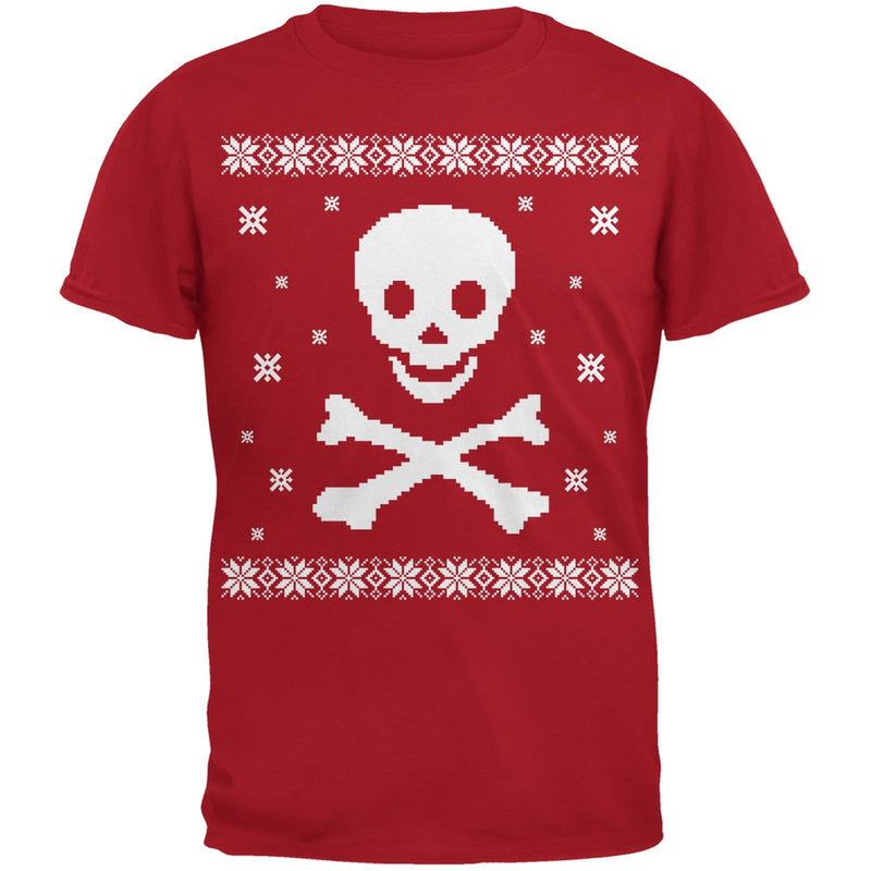 Big Skull & Crossbones Ugly Christmas Sweater Green Youth T-Shirt Youth T-Shirts Old Glory LG Red