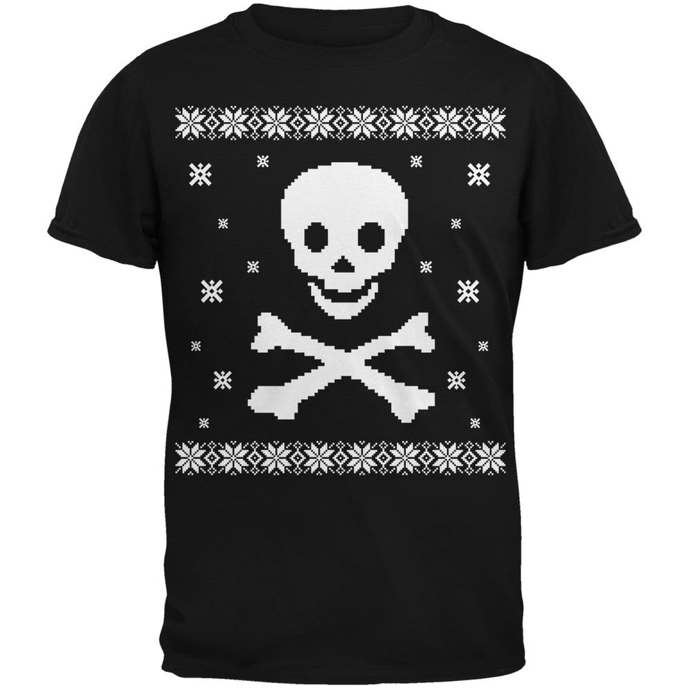 Big Skull & Crossbones Ugly Christmas Sweater Green Youth T-Shirt Youth T-Shirts Old Glory LG Black