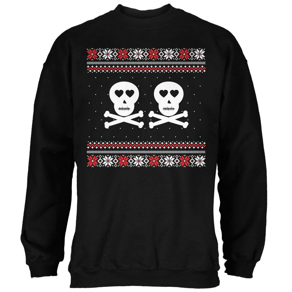 Skull and Crossbones Lovers Ugly Christmas Sweater Black Adult Sweatshirt Men's Sweatshirts Old Glory