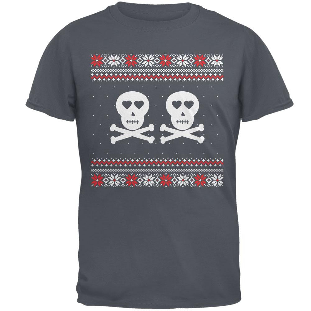 Skull and Crossbones Lovers Ugly Christmas Sweater Black Adult T-Shirt Men's T-Shirts Old Glory