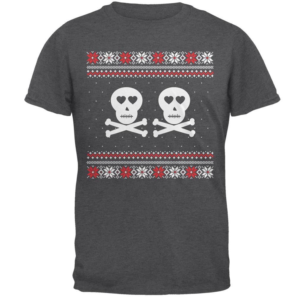 Skull and Crossbones Lovers Ugly Christmas Sweater Black Adult T-Shirt Men's T-Shirts Old Glory