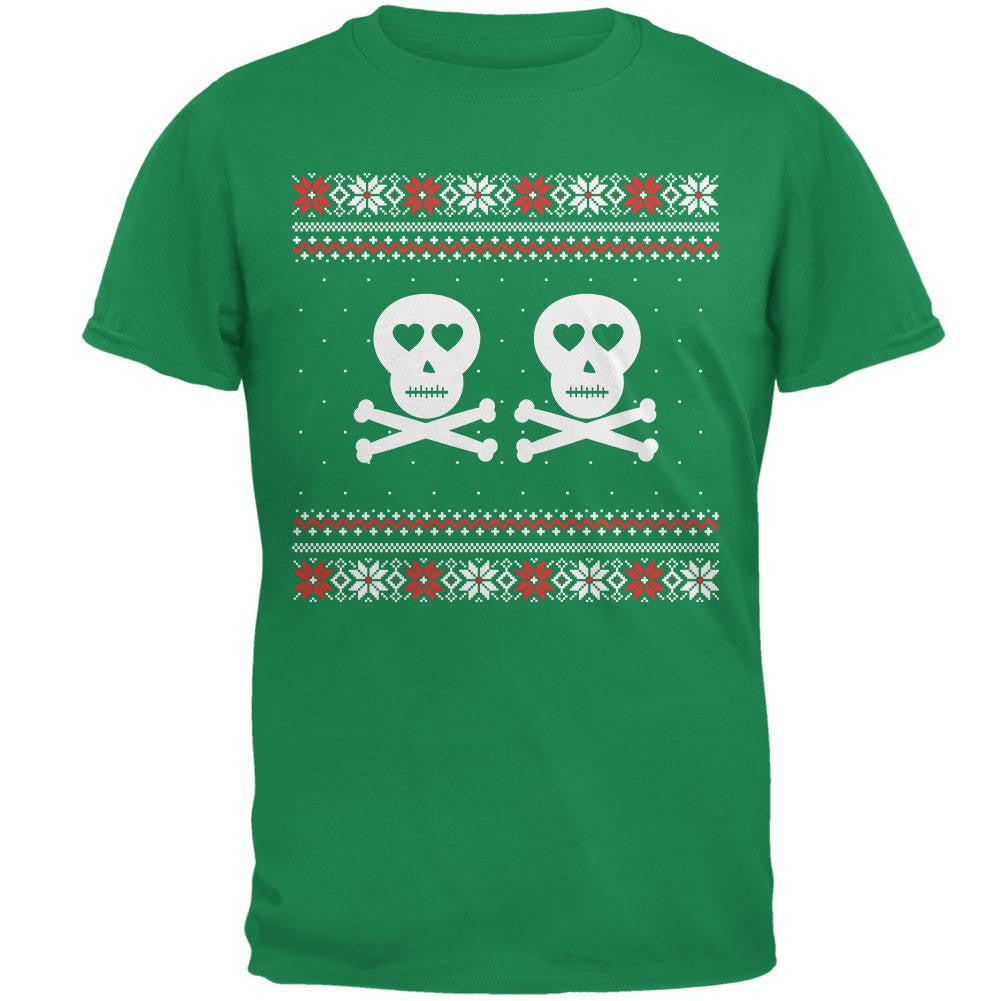 Skull and Crossbones Lovers Ugly Christmas Sweater Black Adult T-Shirt Men's T-Shirts Old Glory