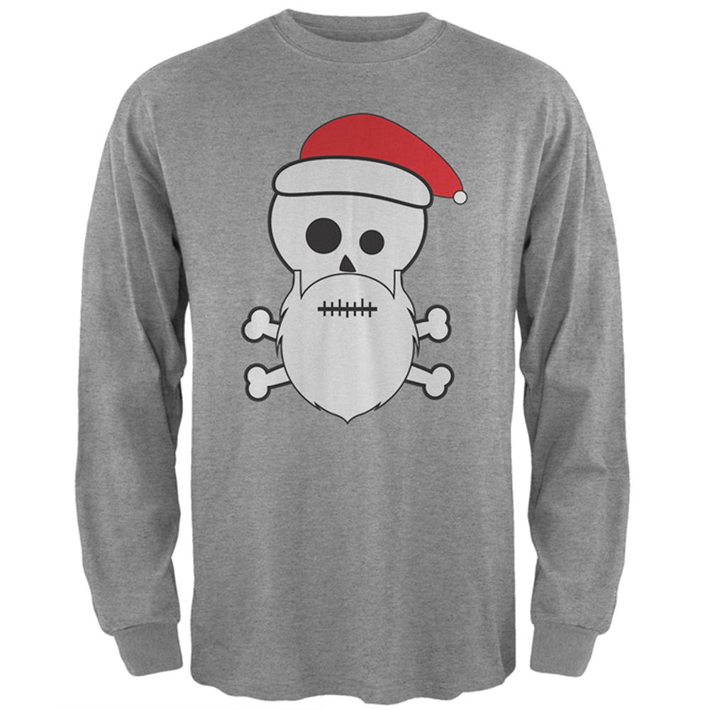 Skull and Crossbones Santa Sports Grey Adult T-Shirt Men's T-Shirts Old Glory 2XL Grey