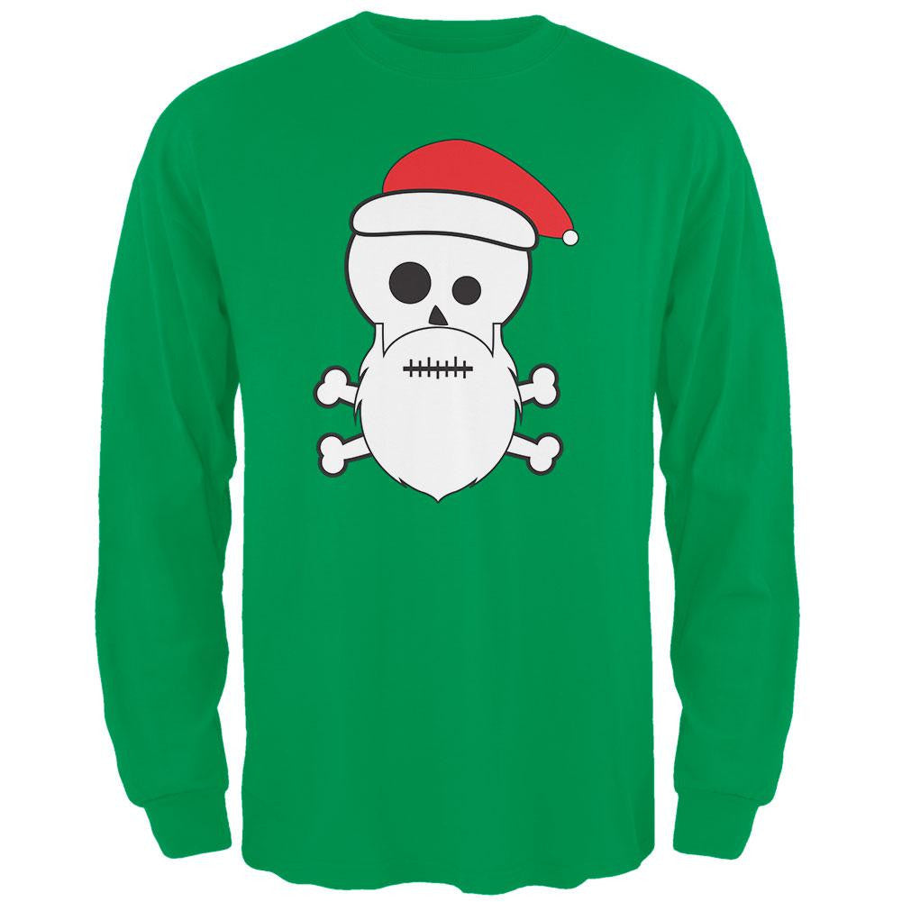 Skull and Crossbones Santa Irish Green Adult Long Sleeve T-Shirt Men's Long Sleeves Old Glory