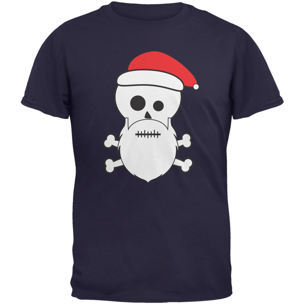 Skull and Crossbones Santa Navy Adult T-Shirt Men's T-Shirts Old Glory 2XL Blue