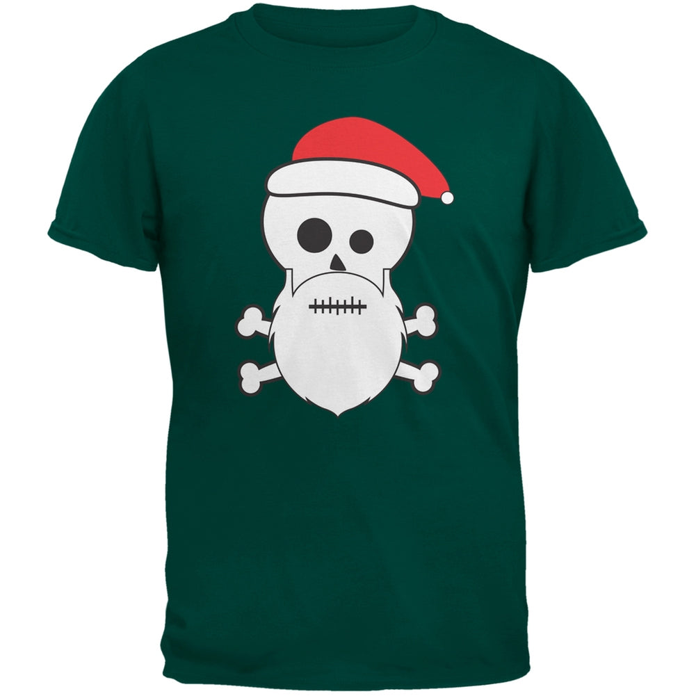 Skull and Crossbones Santa Dark Green Adult T-Shirt Men's T-Shirts Old Glory 2XL Green