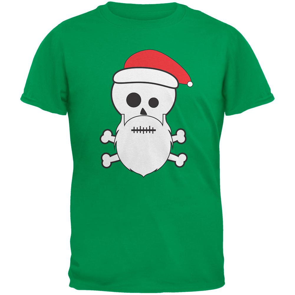 Skull and Crossbones Santa Irish Green Adult T-Shirt Men's T-Shirts Old Glory 2XL Green
