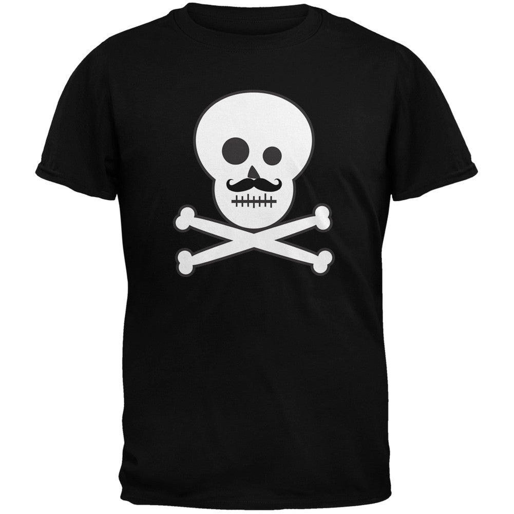 Skull and Crossbones Mustache Black Youth T-Shirt Youth T-Shirts Old Glory