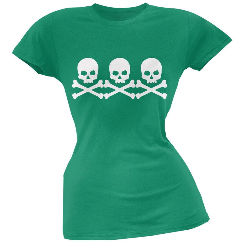 3 Skull And Crossbones Black Juniors T-Shirt Juniors T-Shirts Old Glory