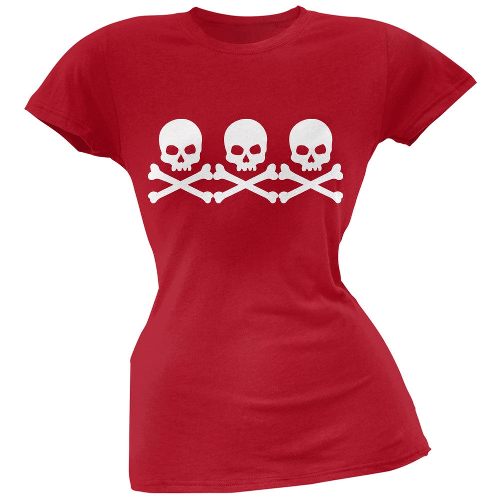 3 Skull And Crossbones Black Juniors T-Shirt Juniors T-Shirts Old Glory