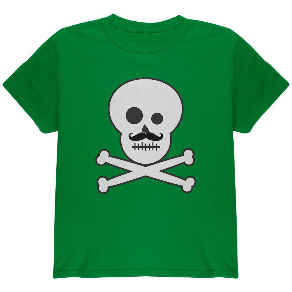 Skull and Crossbones Mustache Black Youth T-Shirt Youth T-Shirts Old Glory
