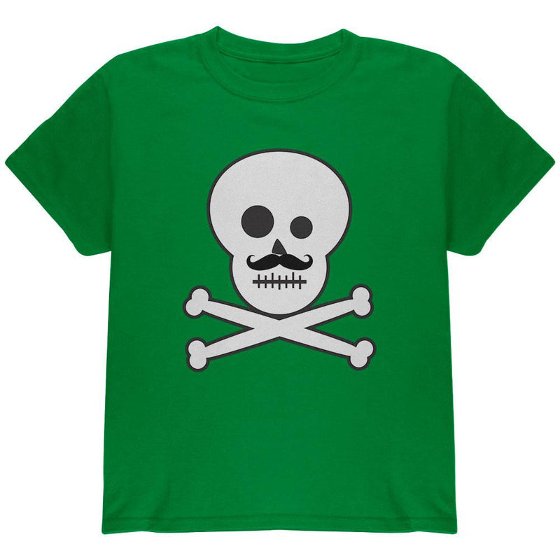 Skull and Crossbones Mustache Black Youth T-Shirt Youth T-Shirts Old Glory