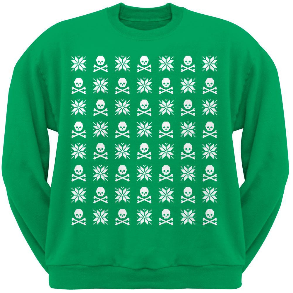 Skull And Crossbones Snowflake Ugly Christmas Sweater Black Adult Sweatshirt Men's Sweatshirts Old Glory