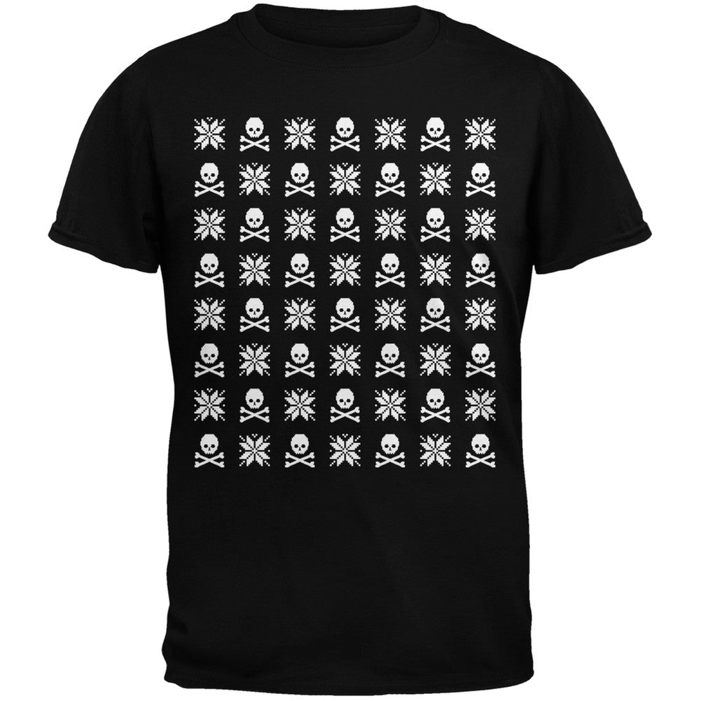 Skull And Crossbones Snowflake Ugly Christmas Sweater Black Youth T-Shirt Youth T-Shirts Old Glory