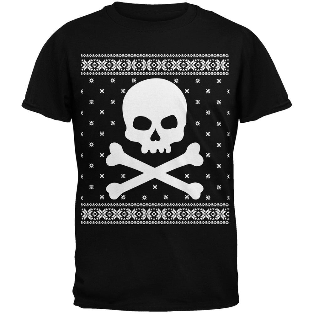 Giant Skull And Crossbones Ugly Christmas Sweater Black Youth T-Shirt Youth T-Shirts Old Glory