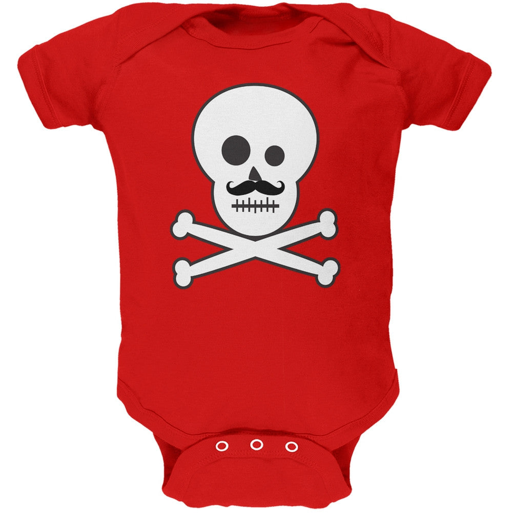 Skull and Crossbones Mustache Red Baby One Piece Baby One Piece Old Glory