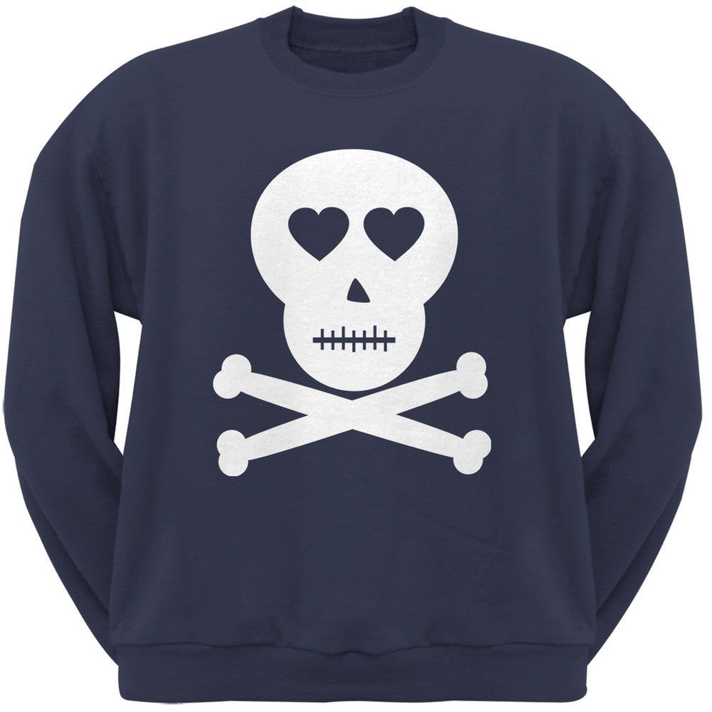 Skull And Crossbones Lovers Black Adult Crew Neck Sweatshirt Men's Sweatshirts Old Glory