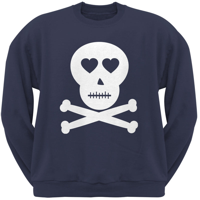 Skull And Crossbones Lovers Black Adult Crew Neck Sweatshirt Men's Sweatshirts Old Glory