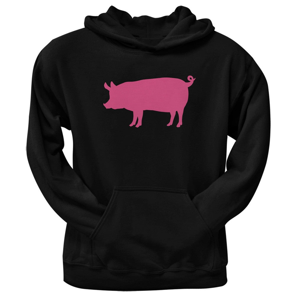 Pink Pig Silhouette Black Adult Pullover Hoodie Men's Hoodies Old Glory