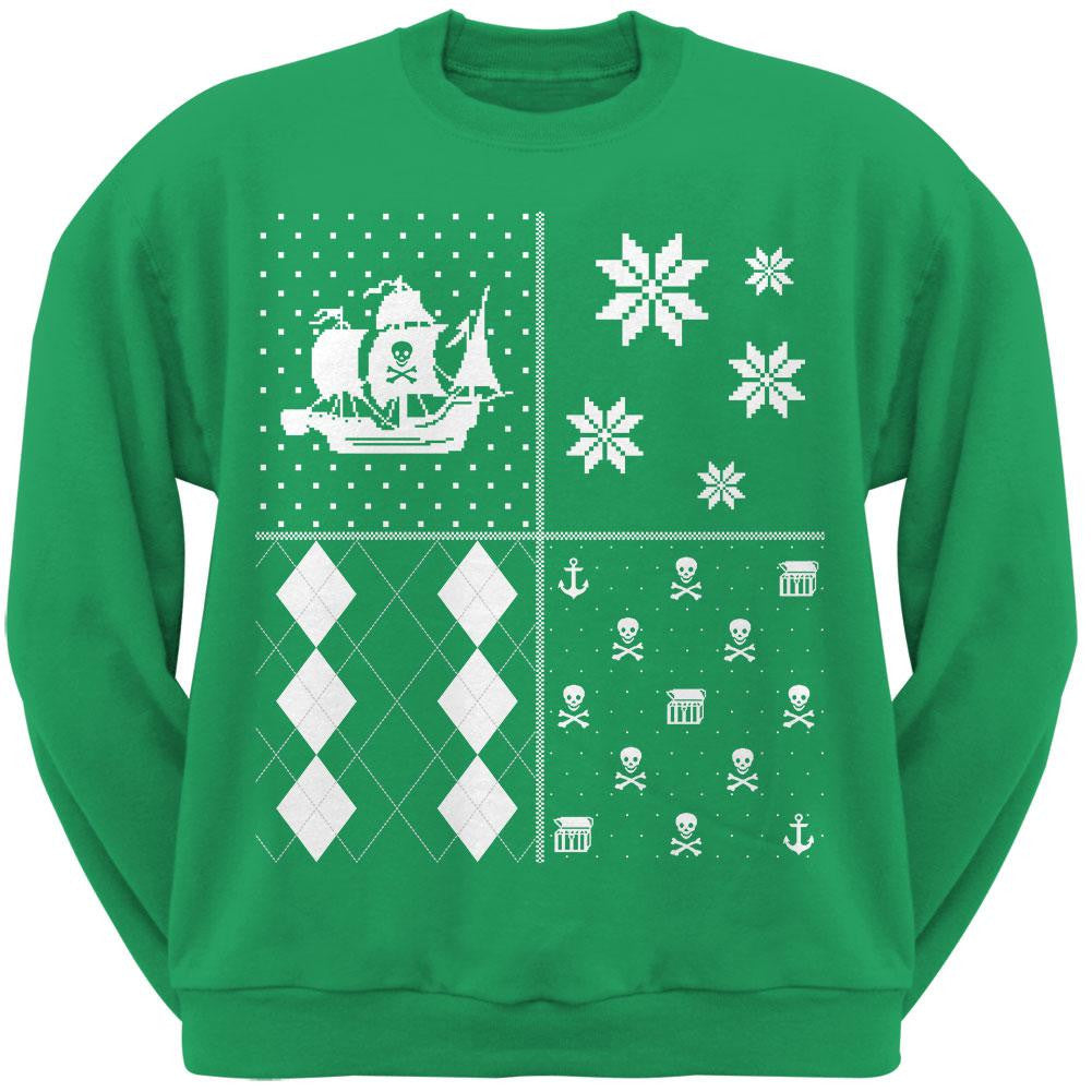 Pirates Festive Blocks Ugly Christmas Sweater Black Sweatshirt Men's Sweatshirts Old Glory