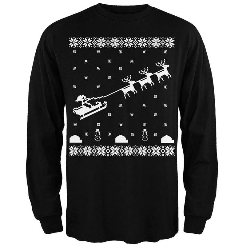 Flying Santa Sleigh Ugly XMAS Sweater Forest Adult Long Sleeve T-Shirt Men's Long Sleeves Old Glory