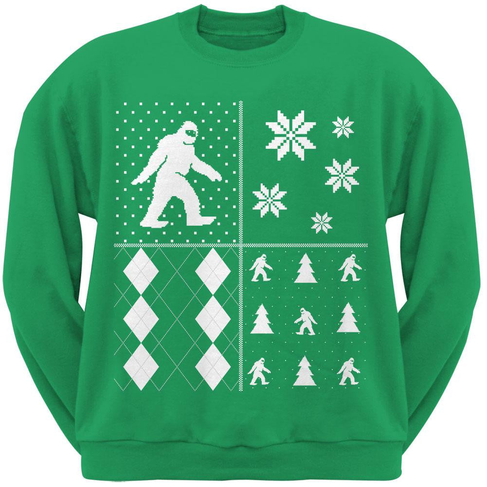 Sasquatch Festive Blocks Ugly XMAS Sweater Forest Adult Sweatshirt Men's Sweatshirts Old Glory