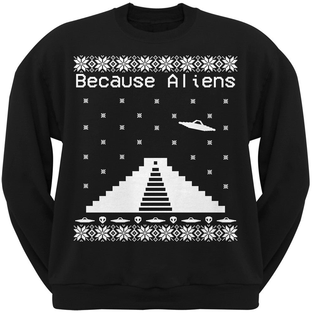 Because Aliens Pyramid Ugly XMAS Sweater Forest Adult Sweatshirt Men's Sweatshirts Old Glory 2XL Black