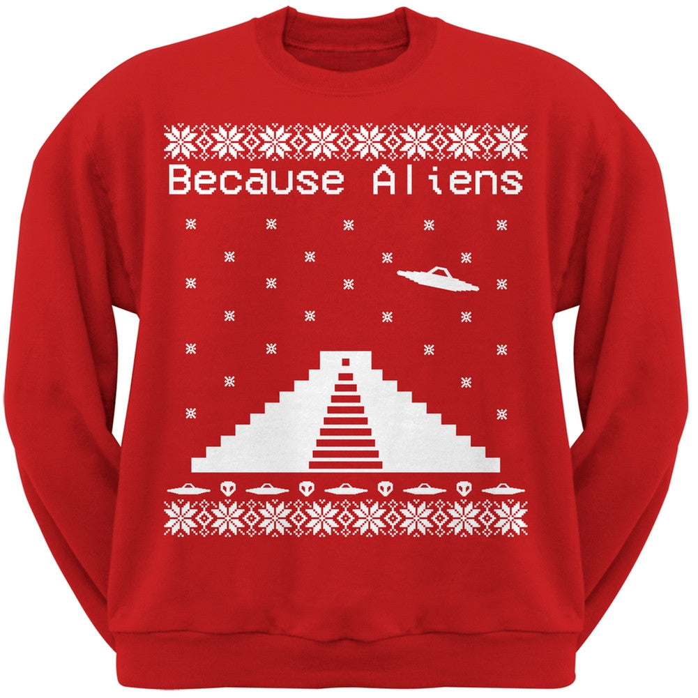 Because Aliens Pyramid Ugly XMAS Sweater Forest Adult Sweatshirt Men's Sweatshirts Old Glory 2XL Red