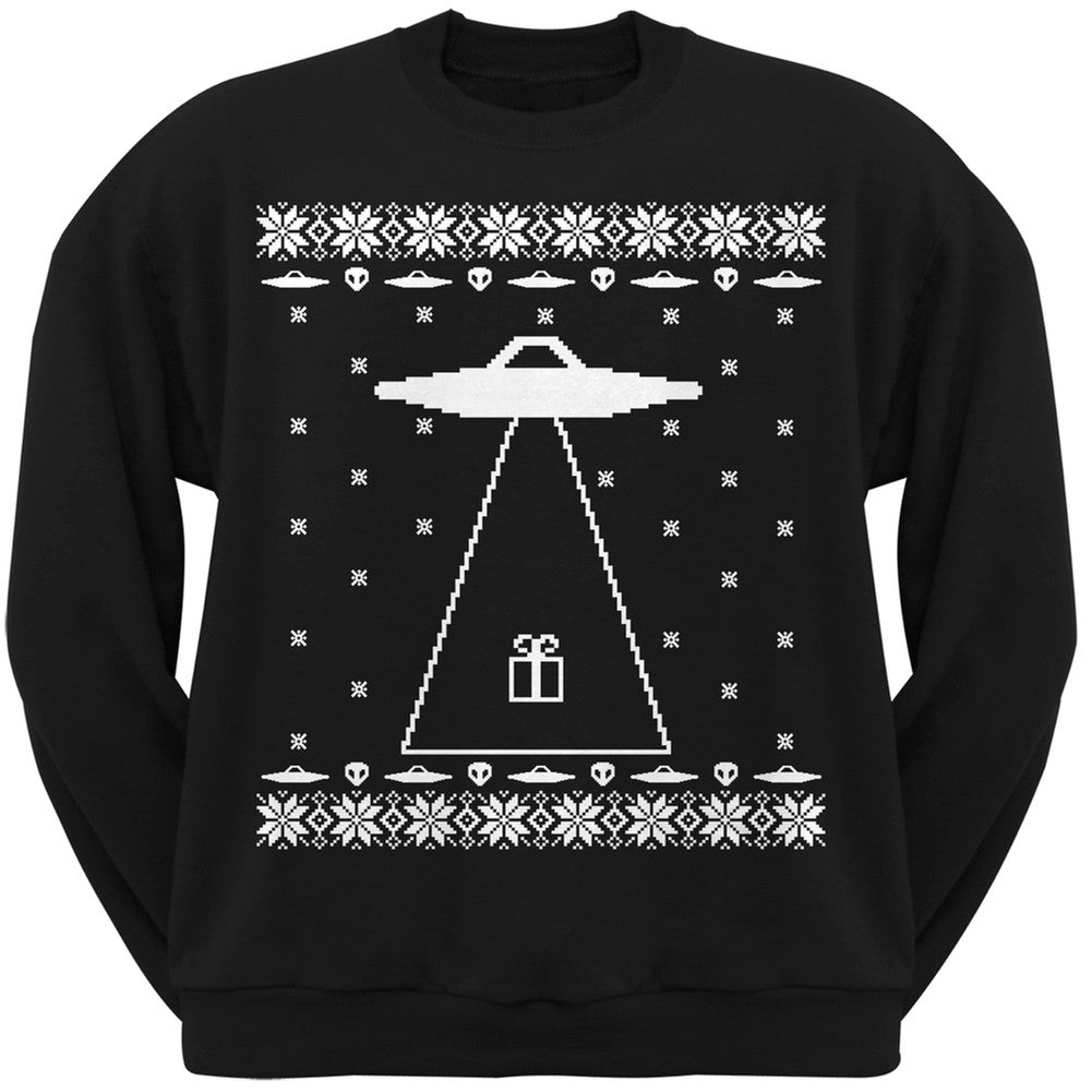 Alien Abduction Ugly XMAS Sweater Adult Sweatshirt Men's Sweatshirts Old Glory 2XL Black