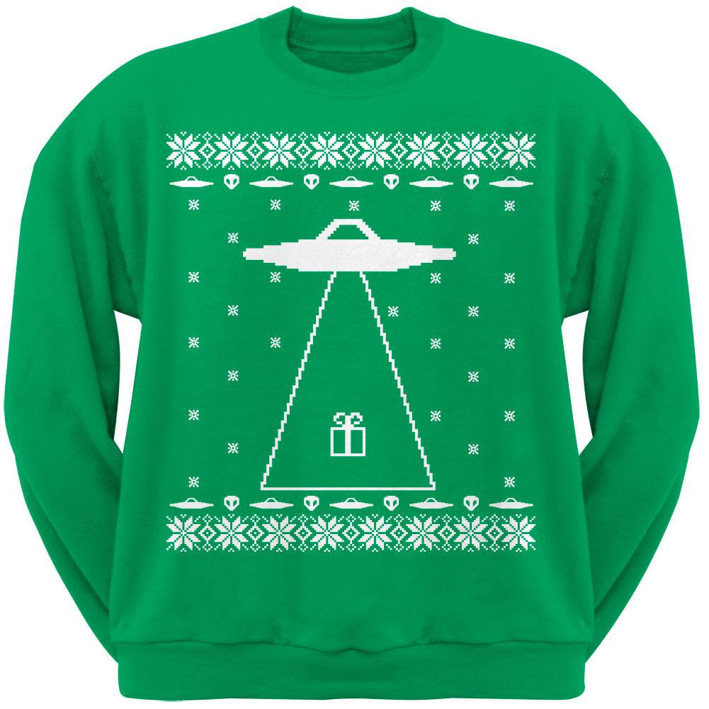 Alien Abduction Ugly XMAS Sweater Adult Sweatshirt Men's Sweatshirts Old Glory 2XL Green