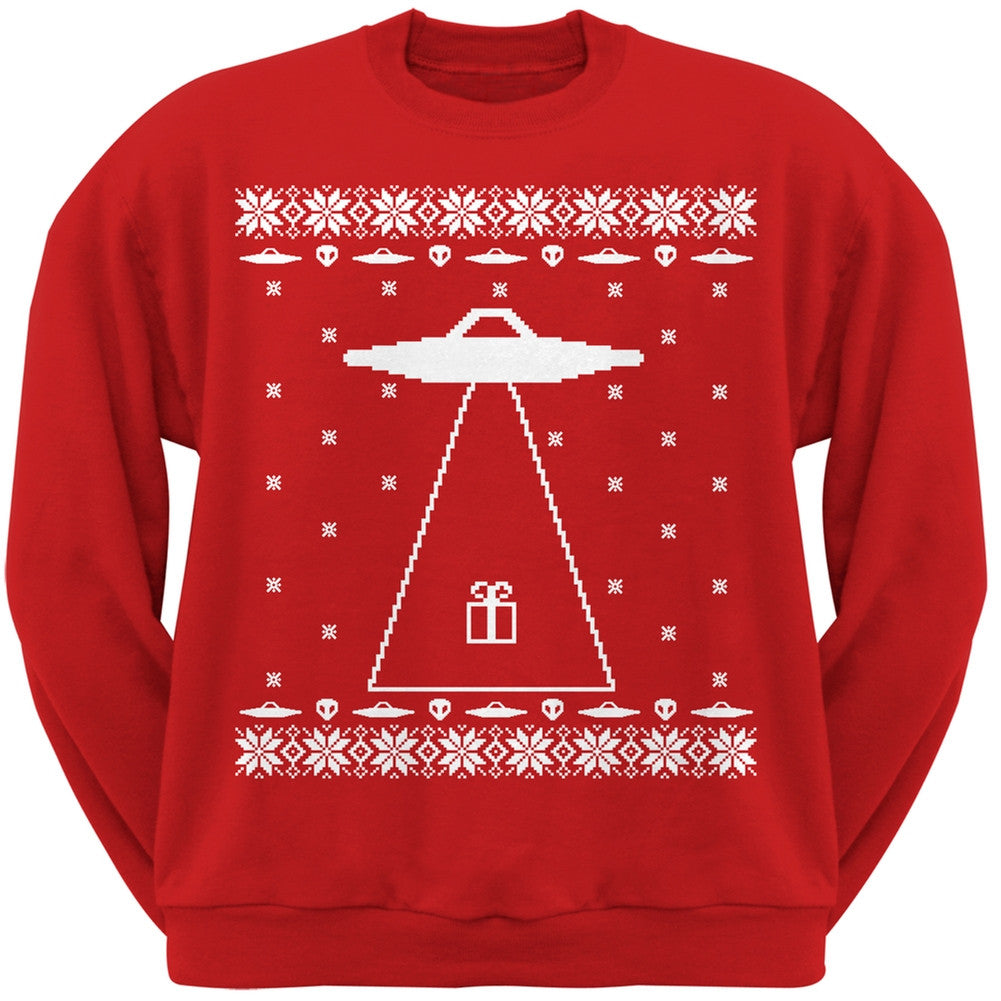 Alien Abduction Ugly XMAS Sweater Adult Sweatshirt Men's Sweatshirts Old Glory 2XL Red