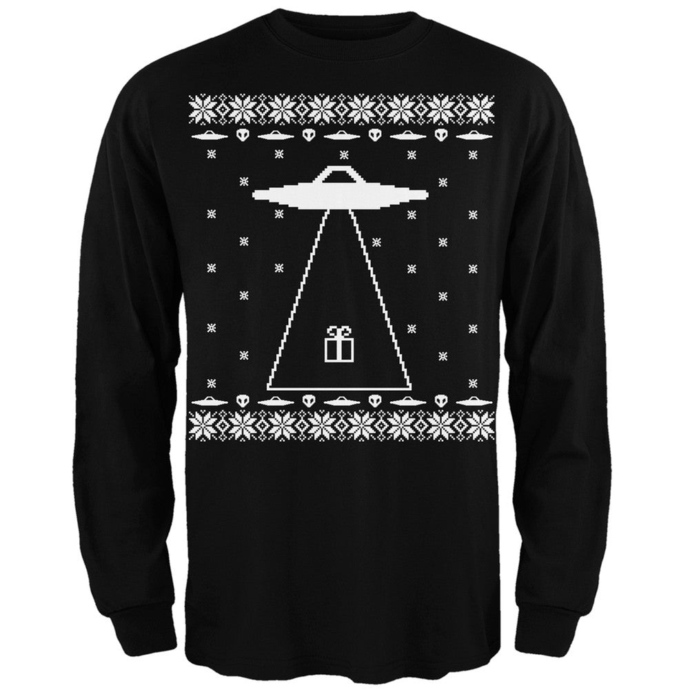 Alien Abduction Ugly XMAS Sweater Adult Long Sleeve T-Shirt Men's Long Sleeves Old Glory 2XL Black