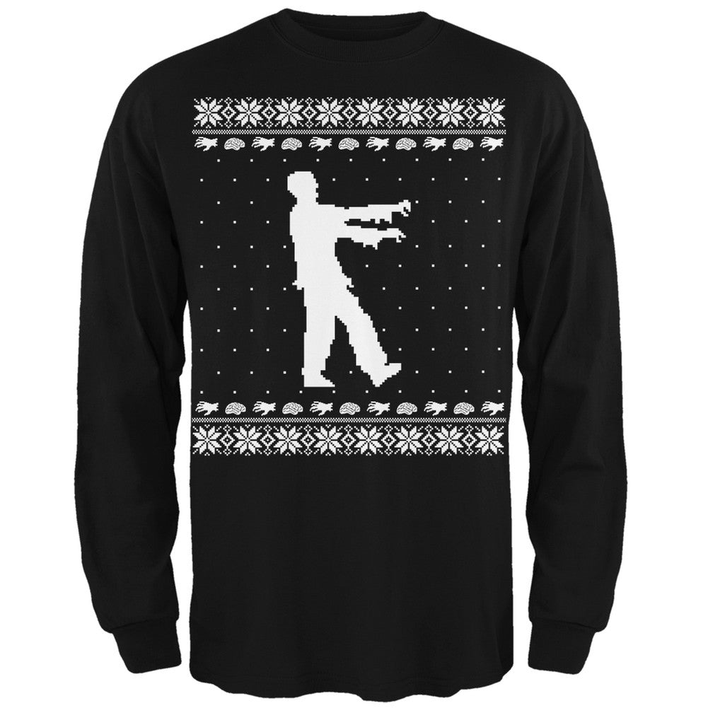 Big Zombie Ugly XMAS Sweater Forest Adult Long Sleeve T-Shirt Men's Long Sleeves Old Glory 2XL Black
