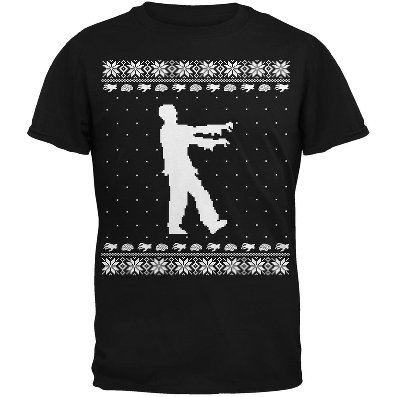 Big Zombie Ugly XMAS Sweater Forest Adult T-Shirt Men's T-Shirts Old Glory 2XL Black