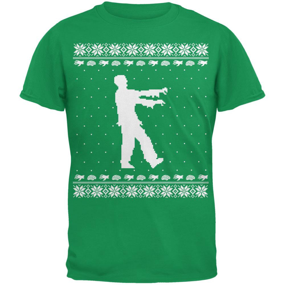 Big Zombie Ugly XMAS Sweater Forest Adult T-Shirt Men's T-Shirts Old Glory 2XL Green