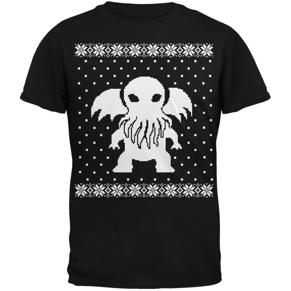 Big Cthulhu Ugly Christmas Sweater Forest Adult T-Shirt Men's T-Shirts Old Glory