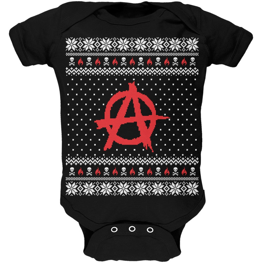 Anarchy Ugly Christmas Sweater Black Soft Baby One Piece Baby One Piece Old Glory 0-3M Black