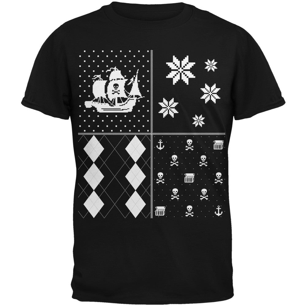 Pirates Festive Blocks Ugly Christmas Sweater Black Youth T-Shirt Youth T-Shirts Old Glory