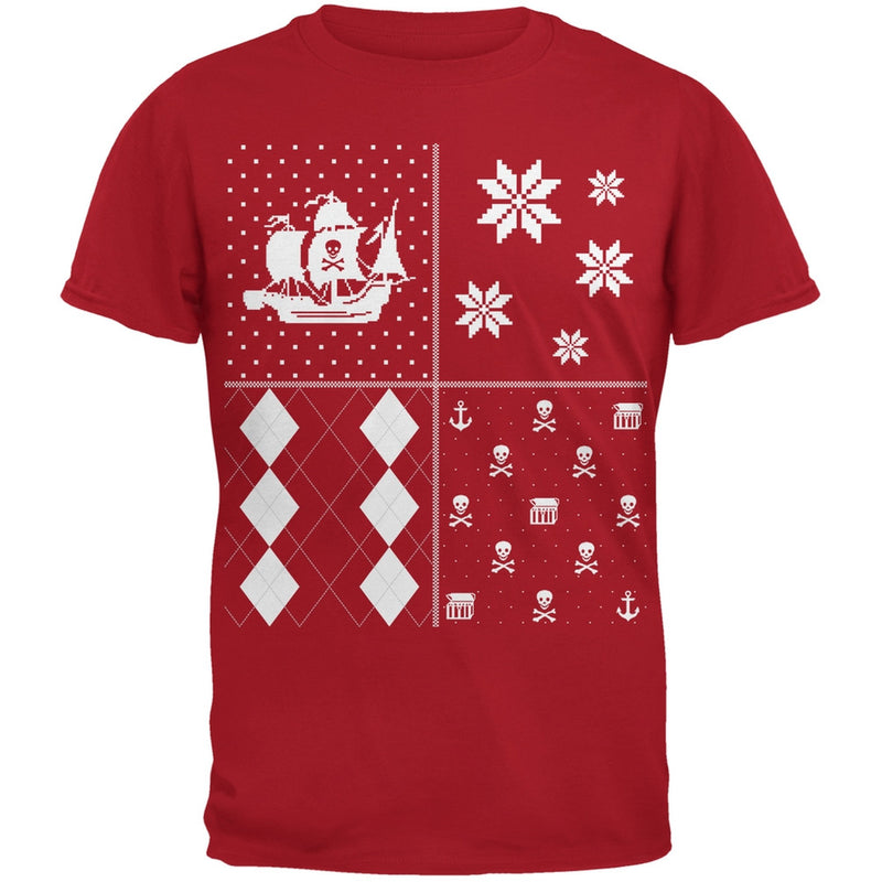 Pirates Festive Blocks Ugly Christmas Sweater Black Youth T-Shirt Youth T-Shirts Old Glory