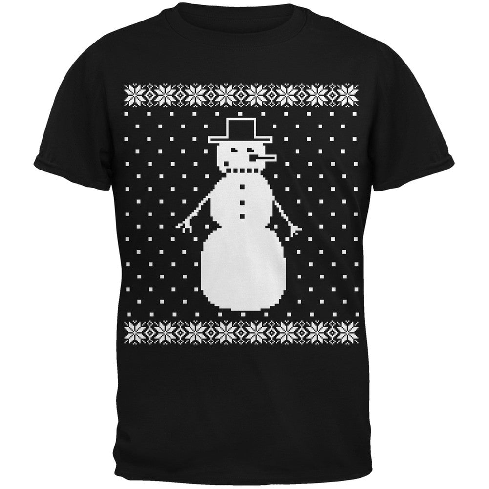 Big Snowman Ugly Christmas Sweater Black Youth T-Shirt Youth T-Shirts Old Glory SM Black