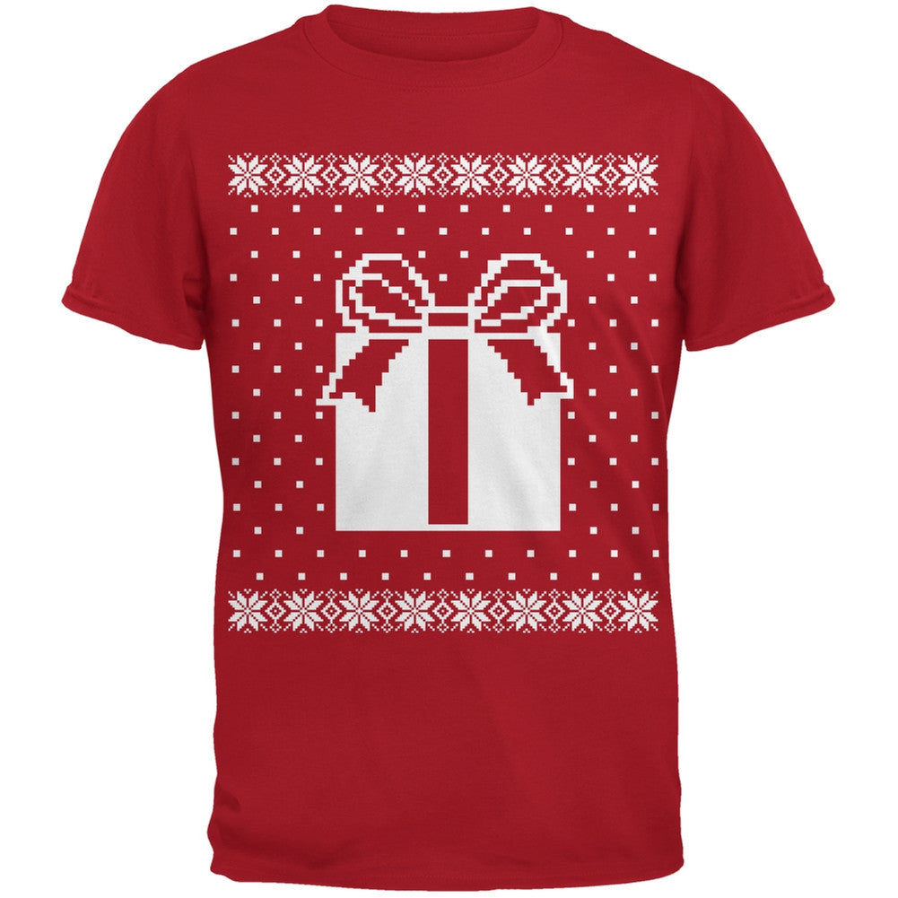 Big Present Ugly Christmas Sweater Black Youth T-Shirt Youth T-Shirts Old Glory LG Red