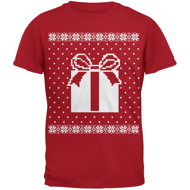 Big Present Ugly Christmas Sweater Black Youth T-Shirt Youth T-Shirts Old Glory LG Red