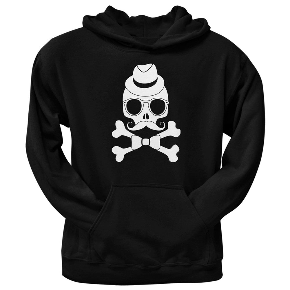 Hipster Skull And Crossbones Black Adult Pullover Hoodie Men's Hoodies Old Glory