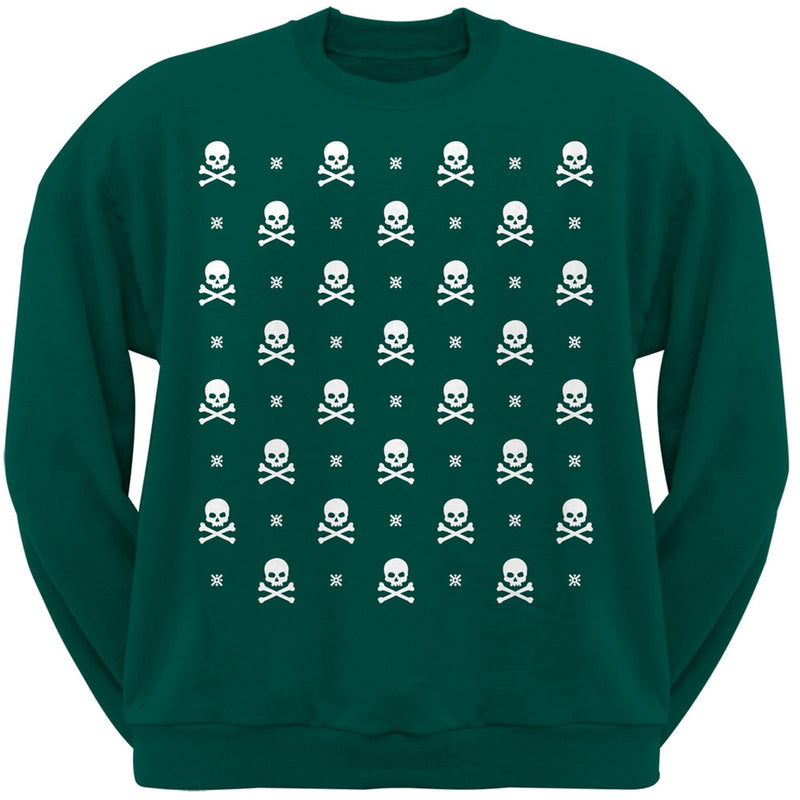 Skull And Crossbones Snowy Ugly Christmas Sweater Black Adult Crew Neck Sweatshirt Men's Sweatshirts Old Glory